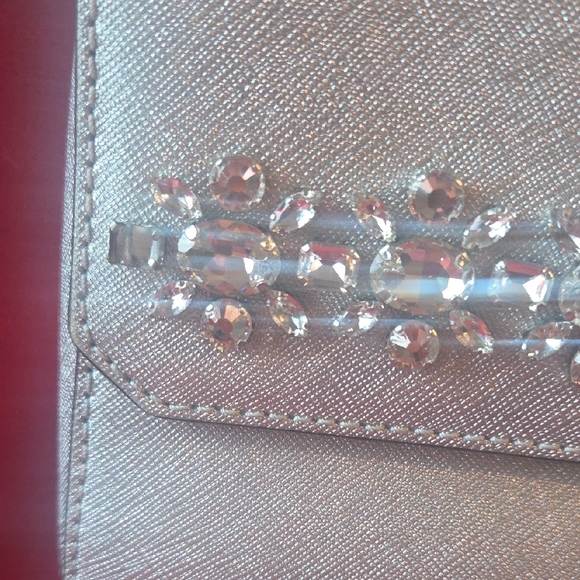 Michael Kors Metallic Silver Mini Crossbody with Crystal Trim - Picture 3 of 11